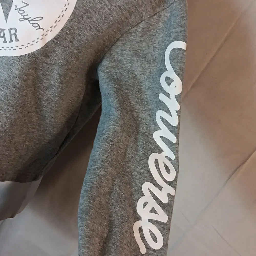 Converse Cropped Girls Gray Hoodie